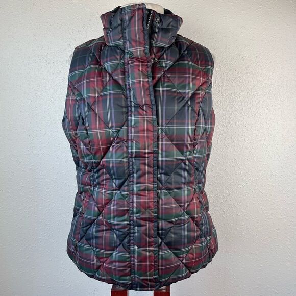Eddie Bauer Plaid Goose Down Vest Size M EUC - Picture 3 of 7